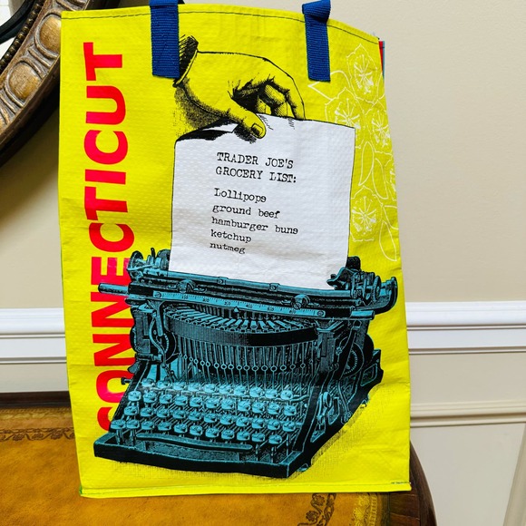 TRADER JOE'S Reusable Shopping Tote Bag Connecticut Anatomy of a Hamburger NEW - Picture 2 of 6